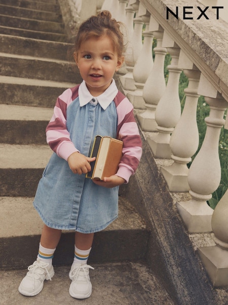 rožnata - 100% Cotton Rugby Raglan Denim Dress (3mths-8yrs) (K72165) | € 12 - € 15