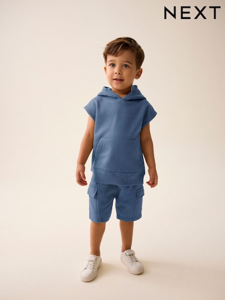 Navy Short Sleeve Utility Hoodie and Shorts Set (3mths-7yrs) (K72190) | €16 - €20