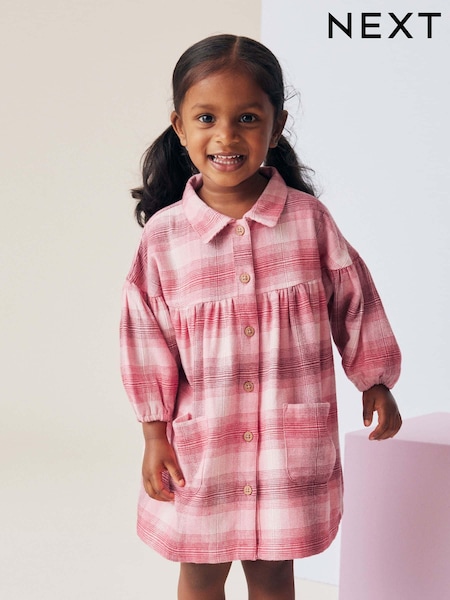 Красный/Розовый В клетку - 100% Cotton Shirt Dress (3mths-8yrs) (K72203) | €10 - €12