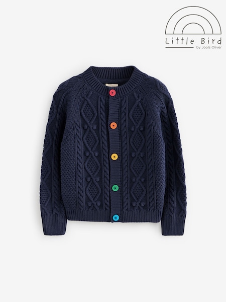 marine - Little Bird By Jools Oliver Knitted Cable 100% Cotton Cardigan (K72419) | €33 - €42