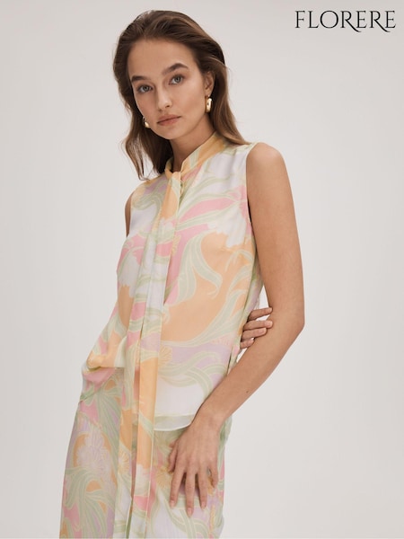 Florere Printed Tie Neck Top (K72466) | ₪493