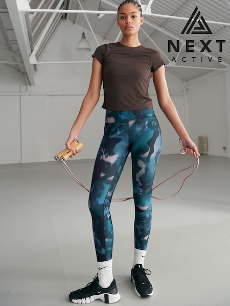 Teal Blue Active Yoga Leggings (K72472) | AED20