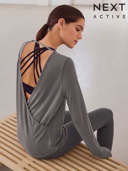 Charcoal Grey Active Open Back Soft Touch Top (K72478) | €34
