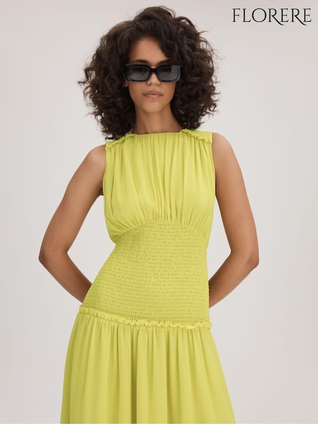 Florere Smocked Waist Midi Dress (K72503) | 881 QAR