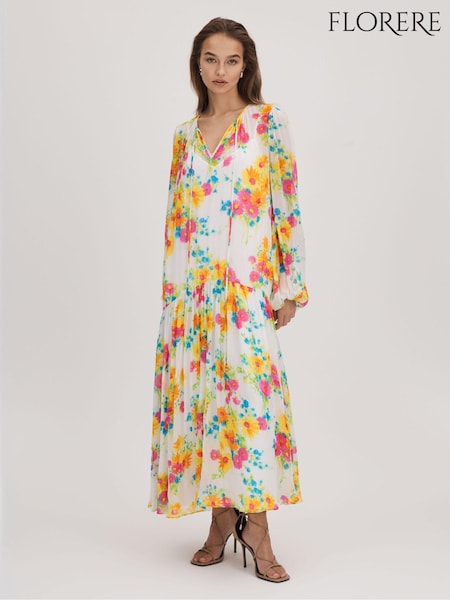 Florere Printed Tie Neck Midi Dress (K72508) | 1,128 QAR