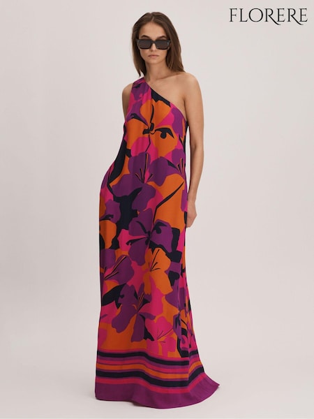 Florere Printed One-Shoulder Maxi Dress (K72518) | 1,128 QAR