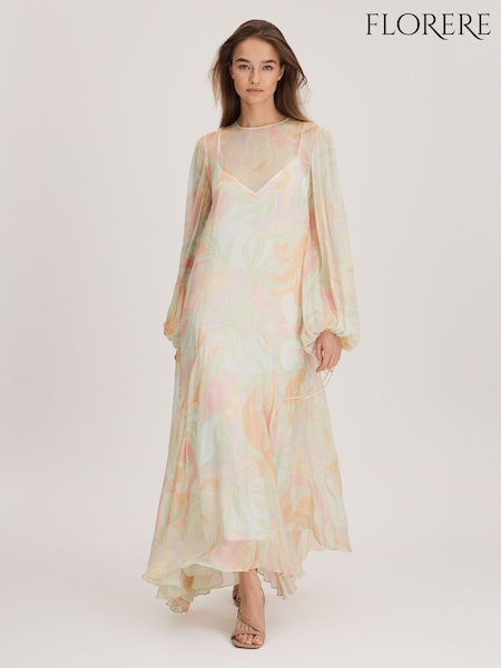 Florere Sheer Asymmetric Midi Dress (K72525) | 1,326 QAR