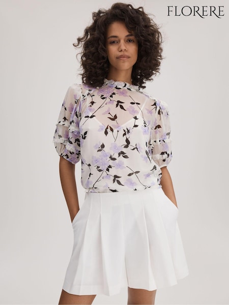 Florere Printed Puff Sleeve Blouse (K72528) | 953 LEI
