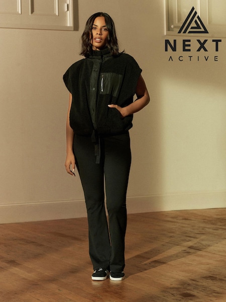 أسود - Active Wrap Waist Flared Leggings (K72585) | ‏151 ر.س.‏