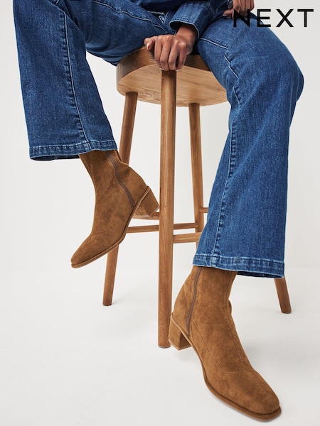 Tan Brown Forever Comfort® Sock Ankle Boots (K72599) | €21