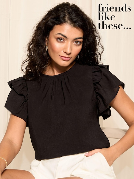 Friends Like These Double Ruffle Short Sleeve Top (K72638) | ‏75 د.إ.‏