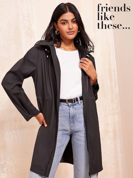 Friends Like These Black Hooded Rain Jacket (K72732) | $101