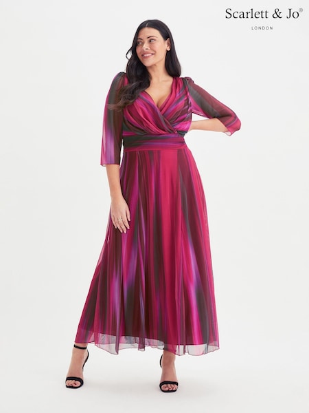 Scarlett & Jo Wine Curve Verity Print Maxi Gown (K73062) | €125