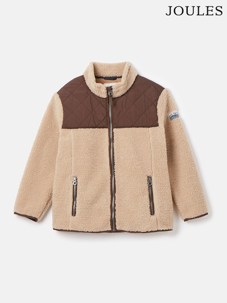 Joules Kids' Eddington Brown & Natural Zip Through Fleece Jacket (K73225) | $62 - $67
