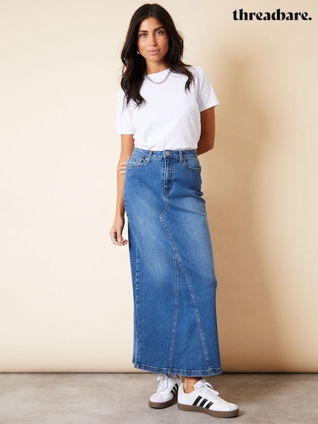 Blau - Threadbare Split Back Fishtail Denim Maxi Skirt (K73317) | 24 €