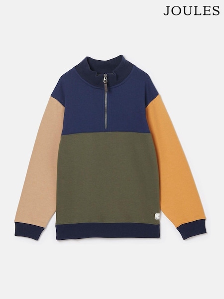 Joules Boys' Elliot Multi Colourblock Quarter Zip Sweatshirt (K73354) | R$ 255 - R$ 285