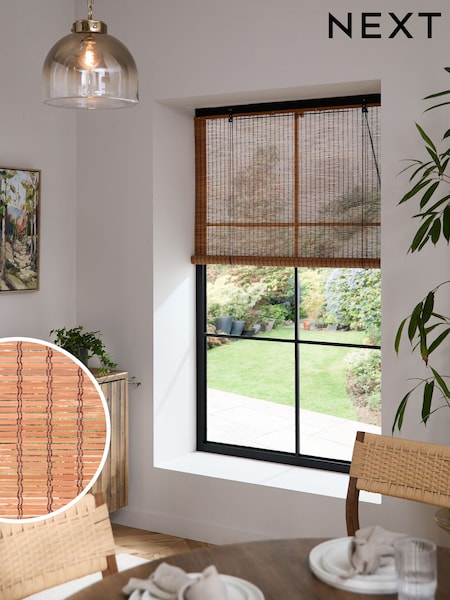 Natural/Black Ready Made Bamboo Roller Blind (K73393) | €39 - €72