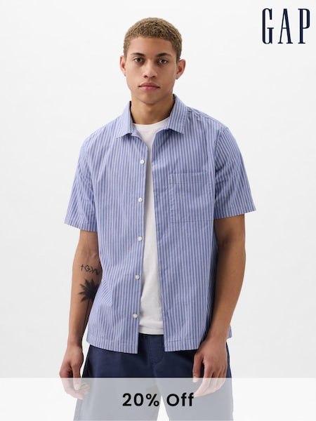Gap Blue Poplin Short Sleeve Shirt in Standard Fit (K73475) | €19.50