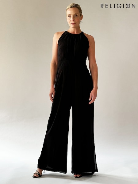 Religion Crew Wide Leg Halterneck Jumpsuit (K73519) | €26