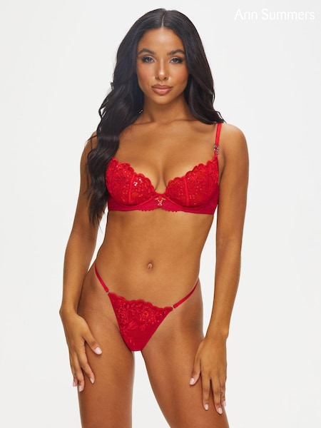 Ann Summers Red The Icon Sequin Non Pad Plunge Bra (K73546) | €27