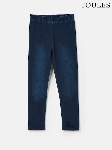 Joules Girls' Trot Dark Wash Blue Jersey Denim Jodphur-Style Leggings (K73625) | R$ 140 - R$ 160