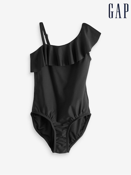 Gap Black Asymmetric Ruffle Swimsuit (4-12yrs) (K73738) | €18.50