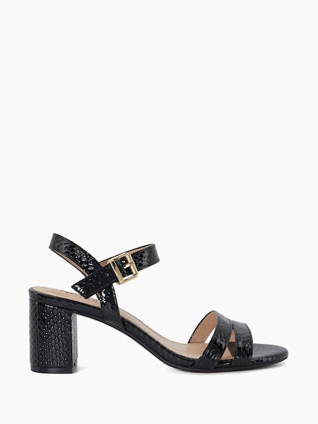 Dune London Black Chrome Standard Fit Merisa 2 Part Block Heel Sandals (K73778) | AZN 0