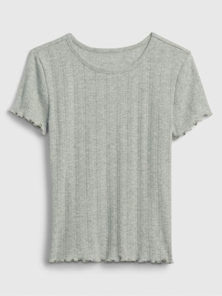 Grau - Gap Pointelle Lettuce Short Sleeve Crew Neck T-Shirt (4-13yrs) (K73779) | 6 €