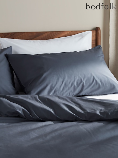Bedfolk Set of 2 Blue Luxe 100% Cotton King Pillowcases (K73849) | €73