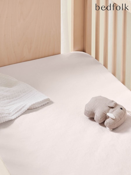 Bedfolk Pink Cot Bed 100% Cotton Fitted Sheet (K73866) | 8,765 ISK