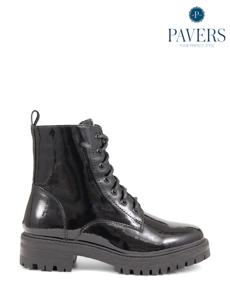Pavers Black Lace-Up Biker Boots (K73897) | €30