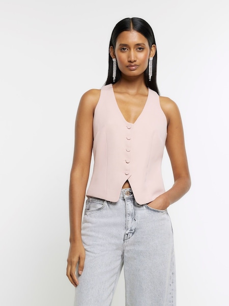 River Island Pink Button Front Tailored Waistcoat (K74124) | €29