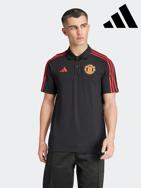 adidas Black Manchester United DNA 100% Cotton Polo Shirt (K74232) | R$ 395