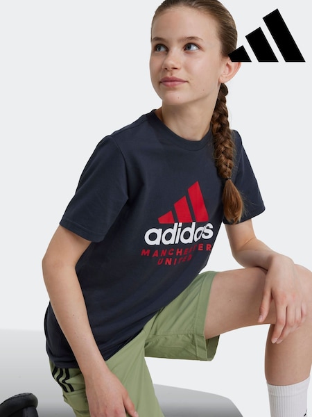 adidas Grey Kids Manchester United 100% Cotton T-Shirt (K74300) | $36