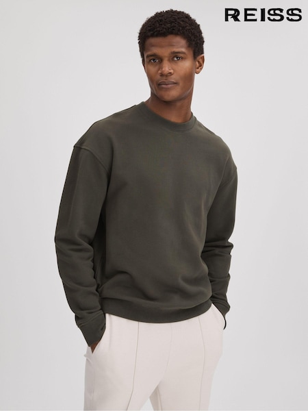 Reiss Khaki Alistar Cotton Crew Neck Sweatshirt (K74341) | €70