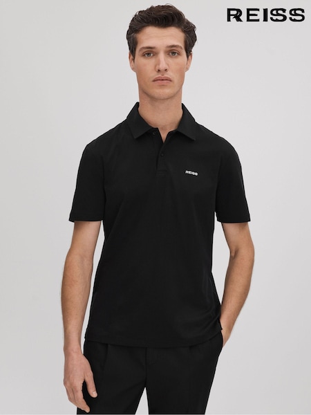 Negro - Reiss Owens Slim Fit Cotton Polo Shirt (K74390) | 95 €
