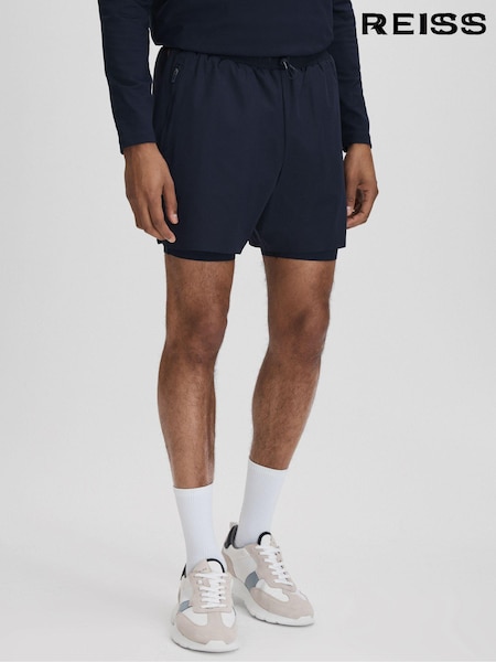 Reiss Midnight Navy Robert Castore Water Repellent 2-in-1 Shorts (K74415) | €95