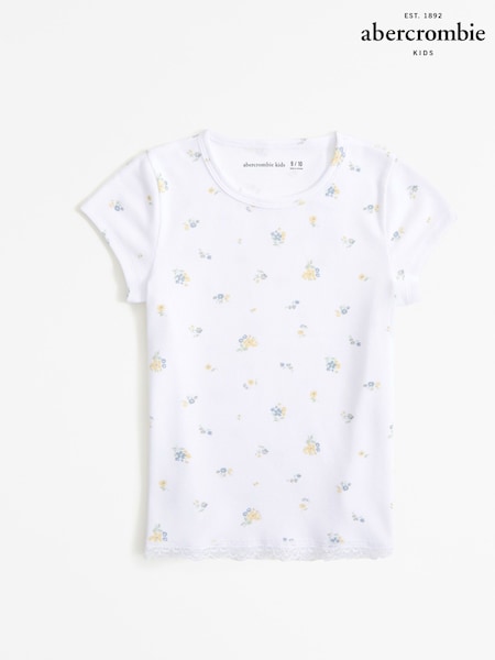 Abercrombie & Fitch Ditsy Floral Short Sleeve White T-Shirt (K74426) | € 11