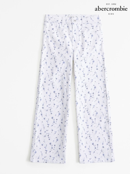 Abercrombie & Fitch Ditsy Floral Wide Leg White Jeans (K74513) | 15 €