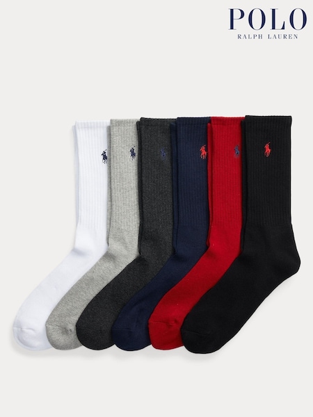 Polo Ralph Lauren Multi Cotton Crew Socks 6 Pack (K74923) | €58