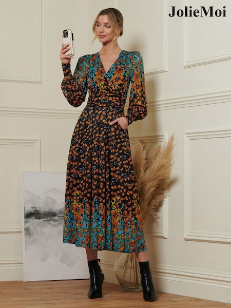 Jolie Moi Black Symmetrical Print Quiyn Lace Maxi Dress (K75001) | 235 QAR