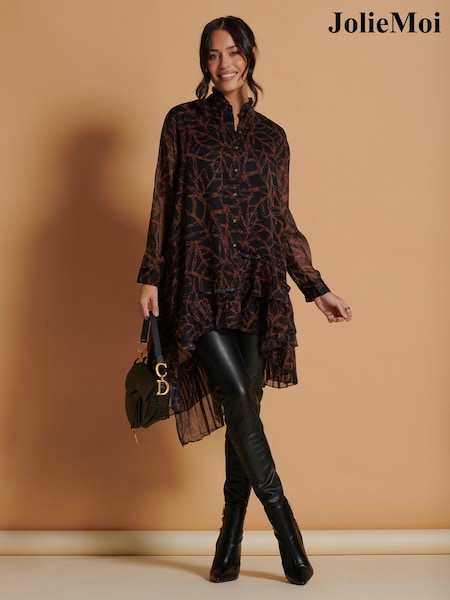 Jolie Moi Black Oversized Asymmetric Hem Dress (K75003) | €41.50