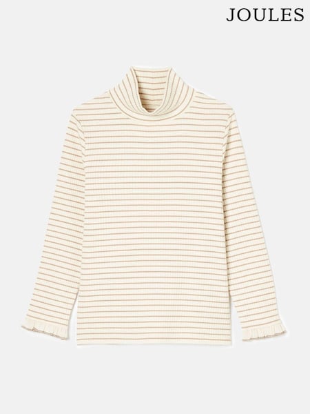 Joules Faye Cream Stripe High Neck Rib Top (K75049) | R$ 120 - R$ 140