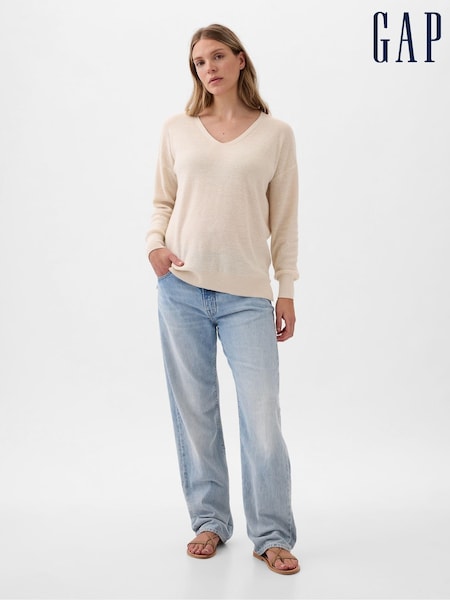 Gap Beige Maternity Linen-Blend Jumper (K75064) | €20.50