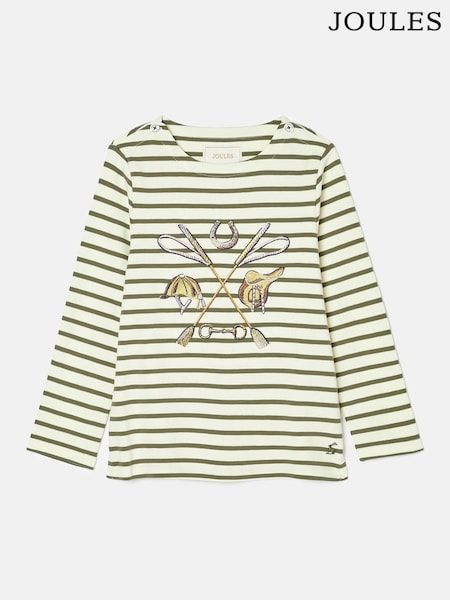 Joules Girls' Harbour Khaki Green Long Sleeve Jersey Top (K75071) | R$ 160 - R$ 180