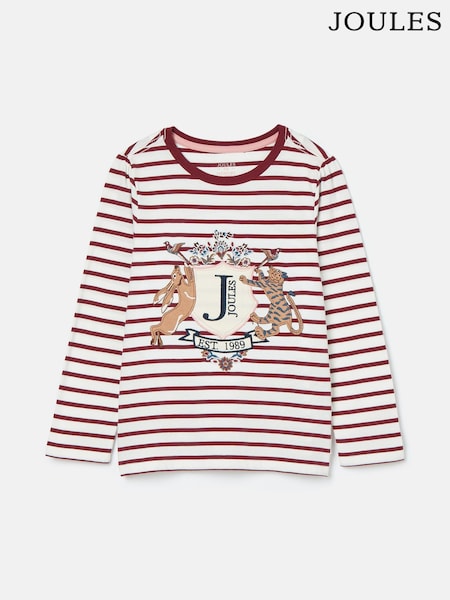 Joules Girls' Ava Berry Red Stripe Artwork T-Shirt (K75079) | R$ 160 - R$ 180