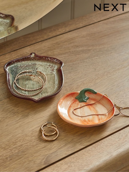 Set Of 2 Acorn And Pumpkin Ceramic Trinket Dishes (K75115) | ‏51 د.إ.‏