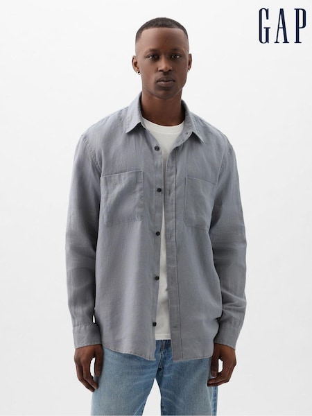 Gap Grey Linen Blend Long Sleeve Shirt (K75199) | €38