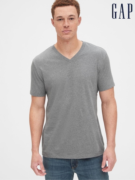 Gap Grey V-Neck Classic 100% Cotton Short Sleeve T-Shirt (K75200) | €18