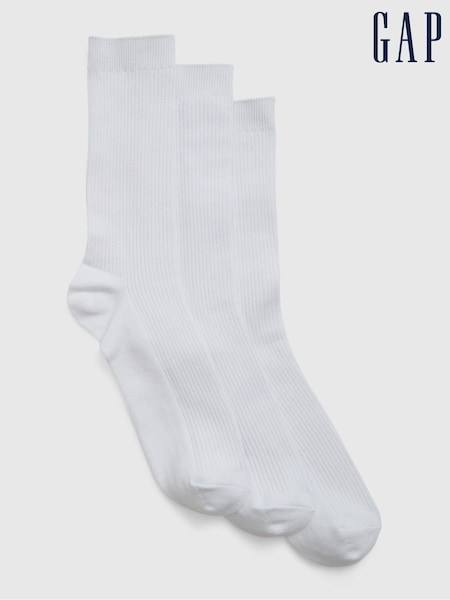 Gap White Adults 3 Pack Crew Socks (K75216) | €11.50